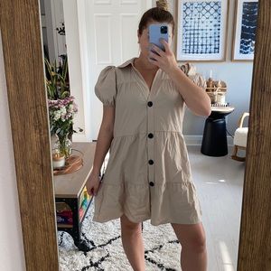 Zara — puff sleeve mini dress with buttons